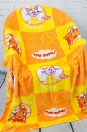 Плед велсофт детский "Три кота"  (оранжевый цвет)