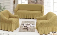 Набор чехлов для мягкой мебели на диван и 2 кресла, арт. 234 Песочный
