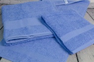Набор махровых полотенец-3 шт- бордюр №120 -пл. 350 гр/м²- (темно-голубой, 602)
