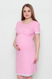 Сорочка ночная для беременных и кормящих светло-розовая интерлок