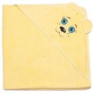 Полотенце махровое с вышивкой, уголок, короткие ушки (желтый цвет 128)