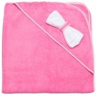 Полотенце махровое с вышивкой, уголок, с бантом (розовый цвет 11)