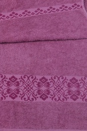 Полотенце махровое 70х140 №522 орнамент -пл. 370 гр/м²- (светло-фиолетовый, 704)