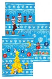 Полотенце вафельное купонное "Новогодние мышата" (синий)- упаковка 10 шт