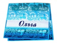 Полотенце махровое именное "Ольга" (голубой цвет)