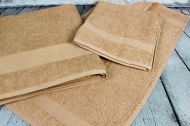 Набор махровых полотенец-3 шт- бордюр №120 -пл. 350 гр/м²- (светло-коричневый, 107)