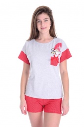 Пижама женская "Санта 1" (футболка, шорты) кулирка