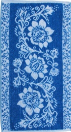 Полотенце 30х60 махровое "Цветы" 3981 (синий)