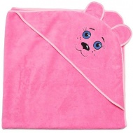Полотенце махровое с вышивкой, уголок, короткие ушки (розовый цвет 11)
