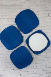 Набор натабуретников на резинке 30х30 см №3 (шенилл однотонный, синий)
