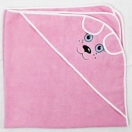 Полотенце махровое с вышивкой, уголок, короткие ушки (розовый 7)