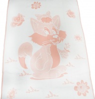 Одеяло детское байковое 100х140  АРТ: Кошечка (цвет светло - персиковый)