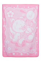 Одеяло детское байковое 100х140 АРТ: Медвежонок (цвет розовый)