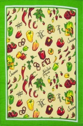 Полотенце вафельное купонное "Перцы" (зеленый)