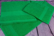 Набор махровых полотенец-3 шт- бордюр №120 -пл. 350 гр/м²- (классический-зеленый, 523)