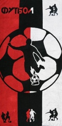 Полотенце махровое 70х140 "Футбол'' (красно-черный)
