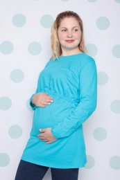 Туника для беременных и кормящих Голубая - длинный рукав