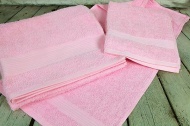 Набор махровых полотенец-3 шт- бордюр №120 -пл. 350 гр/м²- (светло-розовый, 312)