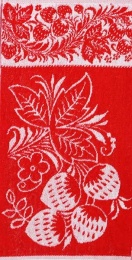 Полотенце 30х60 махровое "Узорная клубника" (красный)