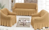 Набор чехлов для мягкой мебели на диван и 2 кресла, арт. 203 Медовый