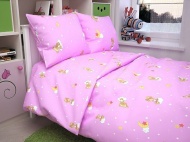 ДКПБ в кроватку бязь 120 г/м (наволочка 60х60 см) "Мишки на облаках" (розовый цвет)
