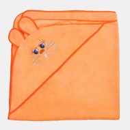 Полотенце махровое с вышивкой, уголок, длинные ушки (светло-оранжевый 32)