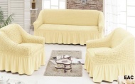 Набор чехлов для мягкой мебели на диван и 2 кресла, арт. 237 Желтый