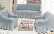 Набор чехлов для мягкой мебели на диван и 2 кресла, арт. 232 Светло-серый