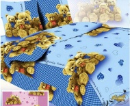 ДКПБ в кроватку бязь 120 г/м (наволочка 60х60 см) "Медвежата" (вид 1, голубой цвет)