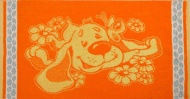 Полотенце 30х60 махровое "Собачка в ромашках" (оранжевый)