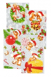 Полотенце вафельное купонное 35х60 "Рождество" (серый)- упаковка 10 шт