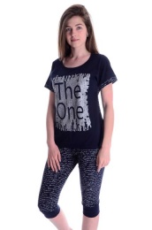 Костюм женский "Цифра" (футболка+бриджи) темно-синий