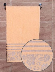 Полотенце махровое 70х140 "PLATINUM"- 500 гр/м²- (светло-персиковый) бордюр-серебро