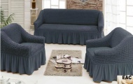 Набор чехлов для мягкой мебели на диван и 2 кресла, арт. 216 Серый