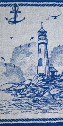 Полотенце 50х90 махровое "Морское, маяк" 4472 (голубой)