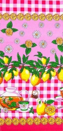 Полотенце вафельное "Ветка лимона" (розовый)- упаковка 10 шт