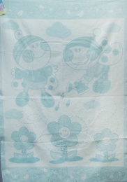 Одеяло детское байковое 100х140  АРТ: Букашки (цвет голубой) 