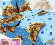 Пододеяльник 1,5 спальный бязь 120 гр/м, "Медвежата" (вид 1, голубой цвет)