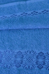 Полотенце махровое 50х90 №522 орнамент-пл. 370 гр/м²- (синий, 618)