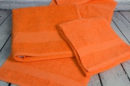 Набор махровых полотенец-3 шт- бордюр №120 -пл. 350 гр/м²- (оранжевый, 302)