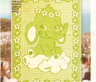 Одеяло детское байковое 100х140  АРТ: Слоник (цвет зеленый)