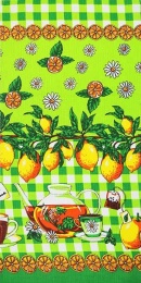 Полотенце вафельное "Ветка лимона" (зеленый)- упаковка 10 шт