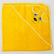 Полотенце махровое с вышивкой, уголок, короткие ушки (насыщенный желтый 71)