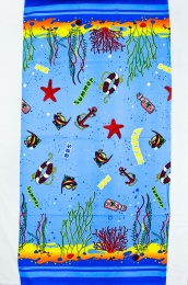 Полотенце вафельное пляжное 80х150 см, "Морское дно, Якорь" (голубой)