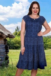 Платье женское модель 1159 синий+горох