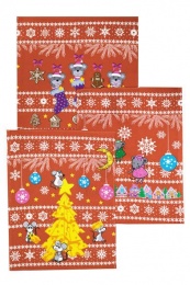 Полотенце вафельное купонное "Новогодние мышата" (коричневый)- упаковка 10 шт