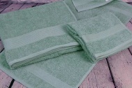 Набор махровых полотенец-3 шт- бордюр №120 -пл. 350 гр/м²- (серо-зелёный, 506)
