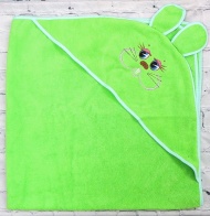 Полотенце махровое с вышивкой, уголок, длинные ушки (майская зелень 65)