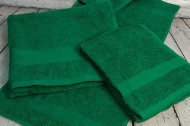 Набор махровых полотенец-3 шт- бордюр №120 -пл. 350 гр/м²- (темно-зеленый, 505)