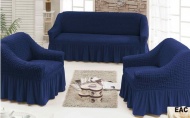 Набор чехлов для мягкой мебели на диван и 2 кресла, арт. 242 Темно-синий